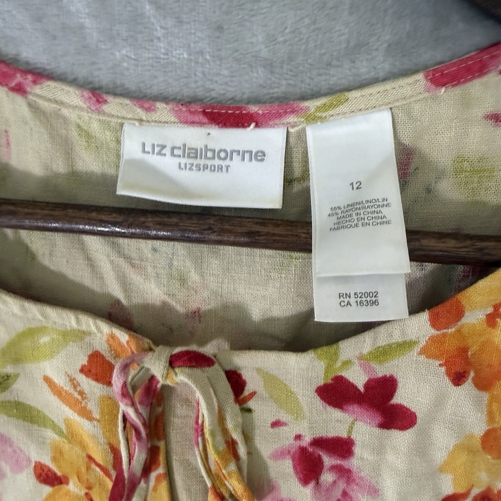 Liz Claiborne Floral Linen Blend Maxi Dress Size 12 Cottagecore Garden Party - Picture 3 of 8